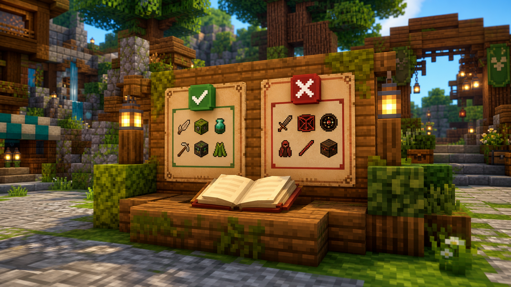 MossCraft Regelbrett mit erlaubten und verbotenen Mods